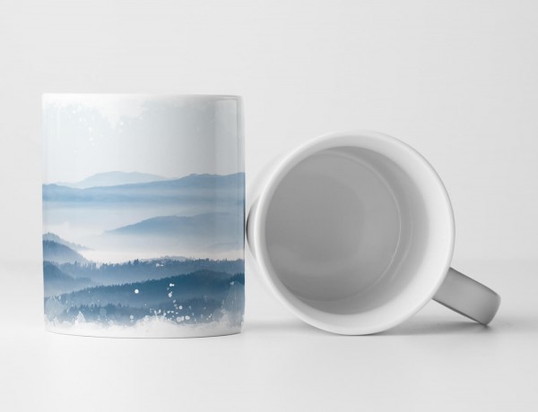 Paul Sinus Art Tasse Geschenk Landschaftsfotografie – Waldkette im Nebel