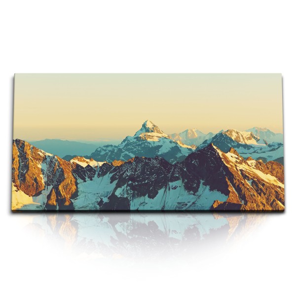 Paul Sinus Art Kunstdruck Bilder 120x60cm Sonnenuntergang Berge Berggipfel Schneegipfel Schnee