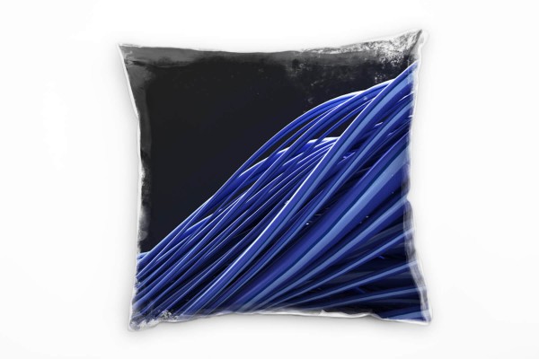 Paul Sinus Art Abstrakt, schwarz, blau, Linien, dreidimensional Deko Kissen 40x40cm für Couch Sofa Lounge Zierkisse