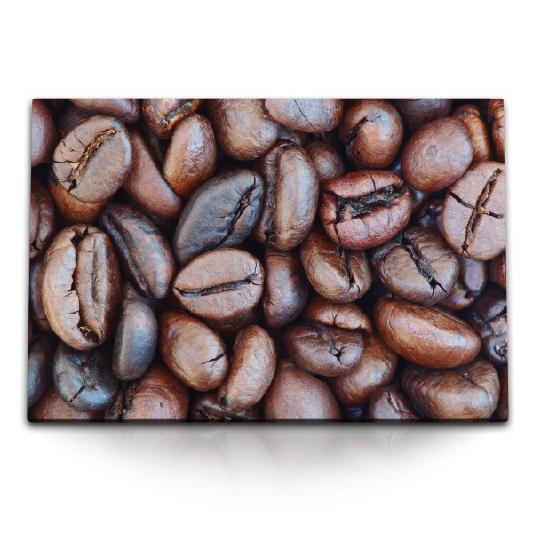 Paul Sinus Art 120x80cm Wandbild auf Leinwand Kaffee Kaffeebohnen Braun Küche Nahaufnahme Fotokunst