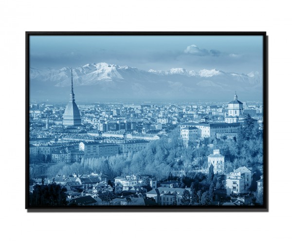 Paul Sinus Art 105x75cm Leinwandbild Petrol Landschaft Turin (Turino) Alpen Mole Antonelliana