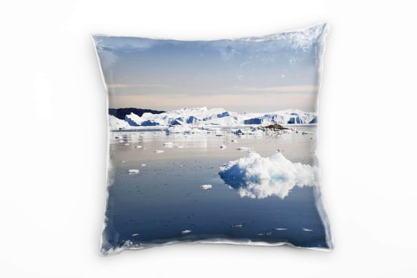 Paul Sinus Art Landschaft, Winter, weiß, grau, Eisberge, Gletscher Deko Kissen 40x40cm für Couch Sofa Lounge Zierki