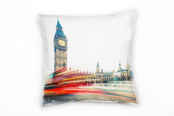 Paul Sinus Art City, London, Bewegung, braun, rot Deko Kissen 40x40cm für Couch Sofa Lounge Zierkissen