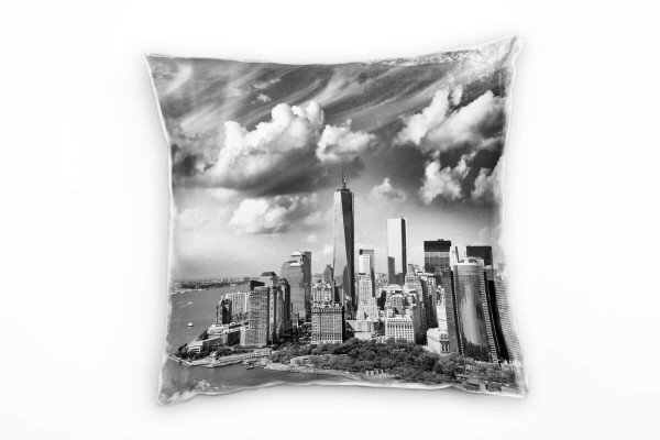 Paul Sinus Art City, grau, Manhattan, New York, Sonnenuntergang Deko Kissen 40x40cm für Couch Sofa Lounge Zierkisse