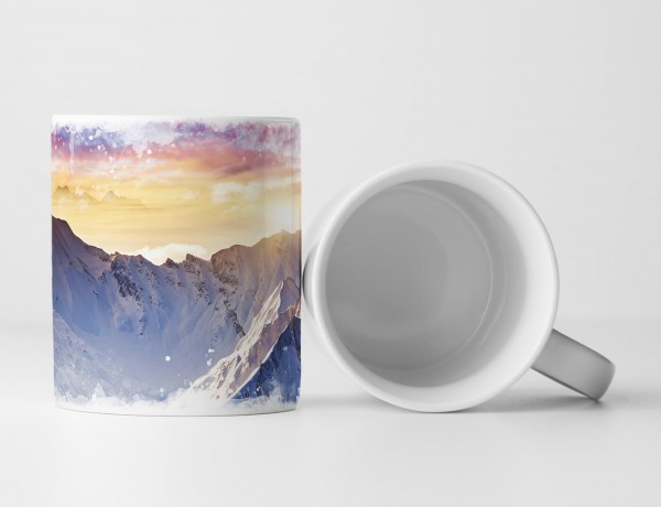 Paul Sinus Art Tasse Geschenk Landschaftsfotografie – Wintergebirge bei Sonnenuntergang Österreich