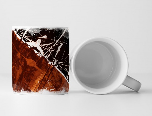 Paul Sinus Art Tasse Geschenk sienna-schwarze Grundierung; weiße Abstraktionen