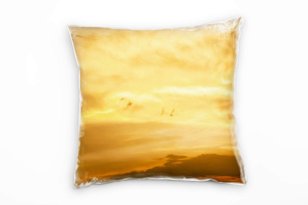 Paul Sinus Art Natur, Himmel, Wolken, Sonnenuntergang, orange Deko Kissen 40x40cm für Couch Sofa Lounge Zierkissen