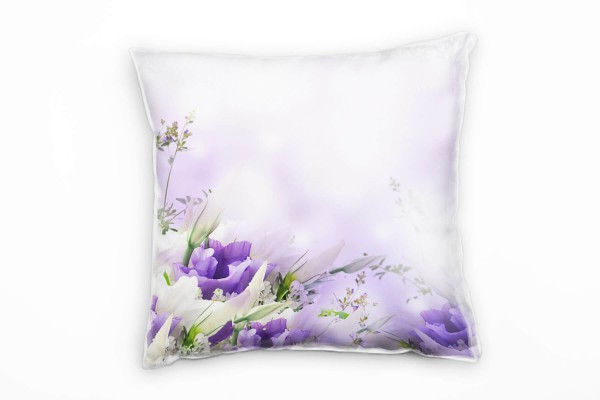 Paul Sinus Art Blumen, weiß, lila, unscharfer Hintergrund Deko Kissen 40x40cm für Couch Sofa Lounge Zierkissen