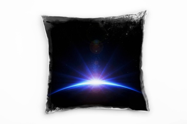 Paul Sinus Art Natur, Abstrakt, blau, schwarz, Erde, Sonnenaufgang Deko Kissen 40x40cm für Couch Sofa Lounge Zierki