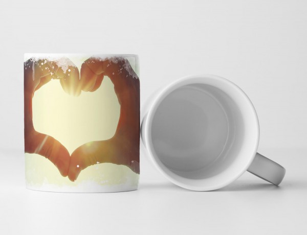 Paul Sinus Art Tasse Geschenk Künstlerische Fotografie – Hände in Herzform vor Sonne