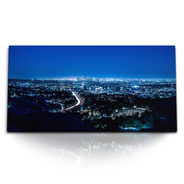 Paul Sinus Art Kunstdruck Bilder 120x60cm Los Angeles bei Nacht Stadt Großstadt USA