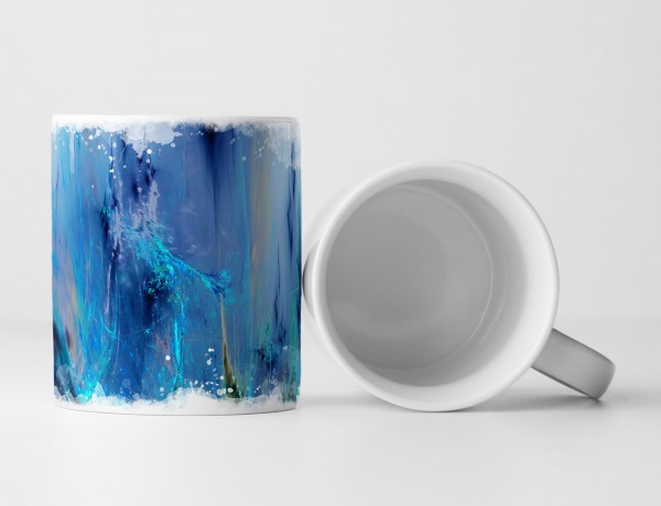 Paul Sinus Art Tasse Geschenk Abstrakte blaue Farbschlieren