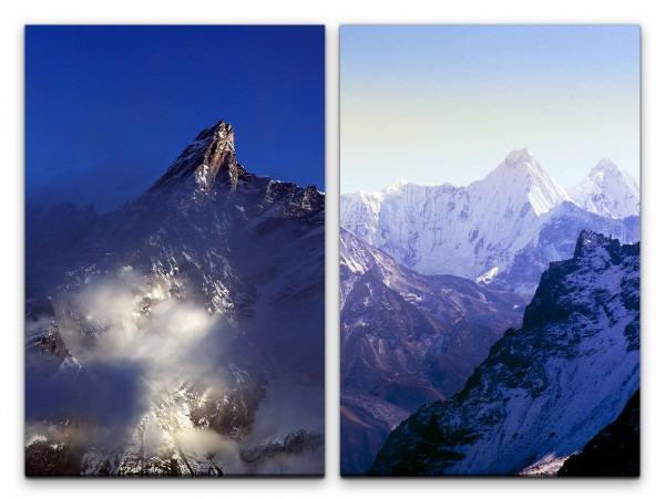 Paul Sinus Art 2 Bilder je 60x90cm Gebirge Berggipfel Himalaja Friedlich Stille Majestätisch Erhaben