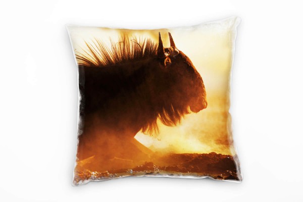 Paul Sinus Art Tiere, Bison, Dreck, braun, beige, schwarz, hoher Kontrast Deko Kissen 40x40cm für Couch Sofa Lounge