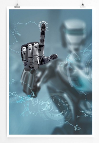 Paul Sinus Art Digitale Grafik  Roboter mit Touch Screen 60x90cm Poster