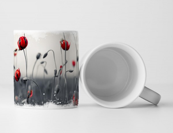 Paul Sinus Art Tasse Geschenk Naturfotografie – Klatschmohn rot auf schwarz weiß