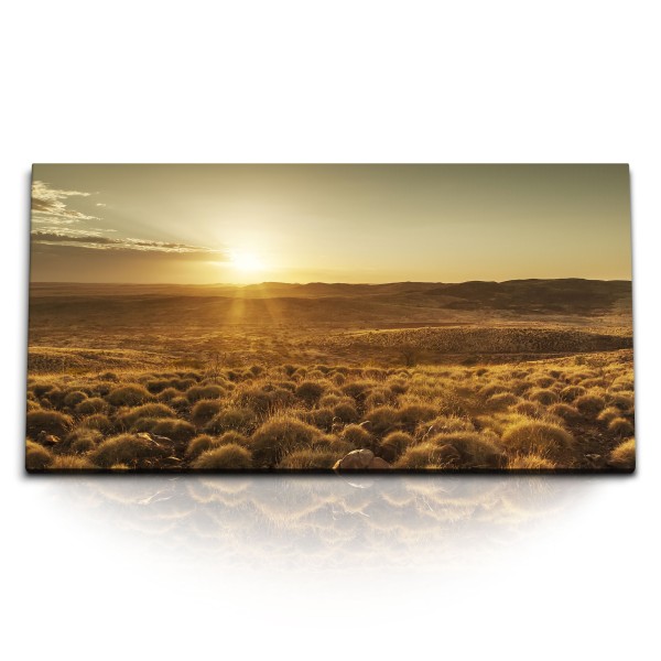 Paul Sinus Art Kunstdruck Bilder 120x60cm Landschaftsbild Sonnenuntergang Steppe Horizont