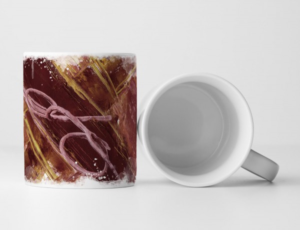 Paul Sinus Art Tasse Geschenk dunkelbrauner Hintergrund, gelben und hellrosa Farbstreifen