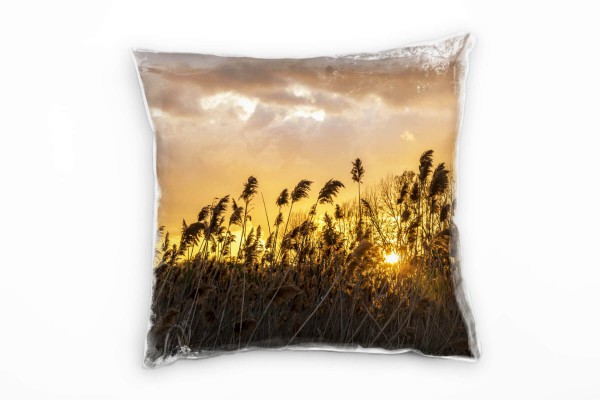 Paul Sinus Art Natur, Landschaften, gelb, Felder, Warm, orange Deko Kissen 40x40cm für Couch Sofa Lounge Zierkissen