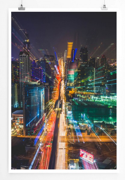 Paul Sinus Art Urbane Fotografie  Bangkok bei Nacht Thailand 60x90cm Poster