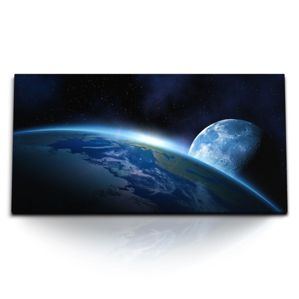 Paul Sinus Art Kunstdruck Bilder 120x60cm Erde Mond Weltall Sterne Kosmos Planet