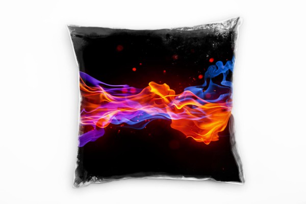 Paul Sinus Art Abstrakt, schwarz, orange, lila, Flamen Deko Kissen 40x40cm für Couch Sofa Lounge Zierkissen