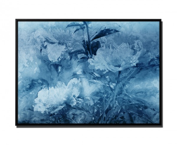 Paul Sinus Art 105x75cm Leinwandbild Petrol Kunst Blumenmuster