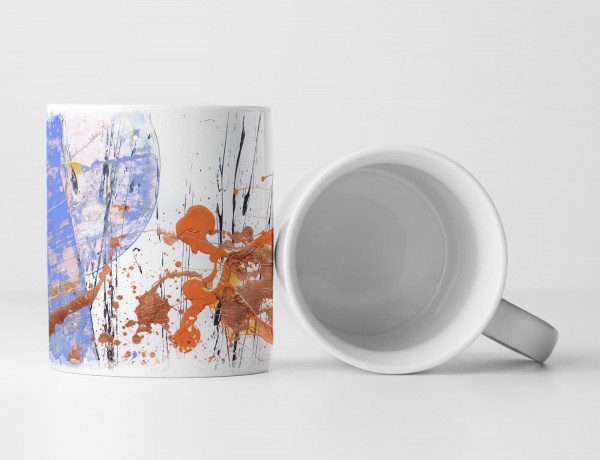 Paul Sinus Art Tasse Geschenk weißer Hintergrund;orange, kornblumenblau, braun Abstraktionen