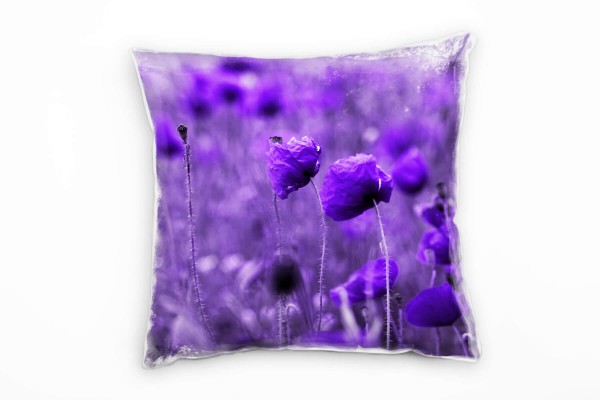 Paul Sinus Art künstlerische Fotografie, Mohn, lila Deko Kissen 40x40cm für Couch Sofa Lounge Zierkissen