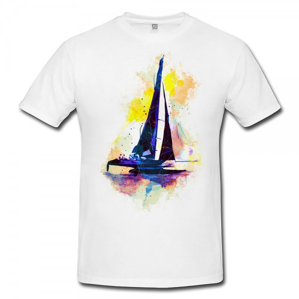 Paul Sinus Art Katamaran I Herren und Damen T-Shirt Sport Motiv aus Paul Sinus Aquarell