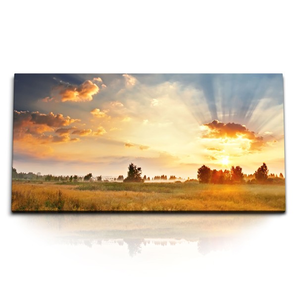 Paul Sinus Art Kunstdruck Bilder 120x60cm Landschaftsbild Natur Sonnenuntergang Abendrot