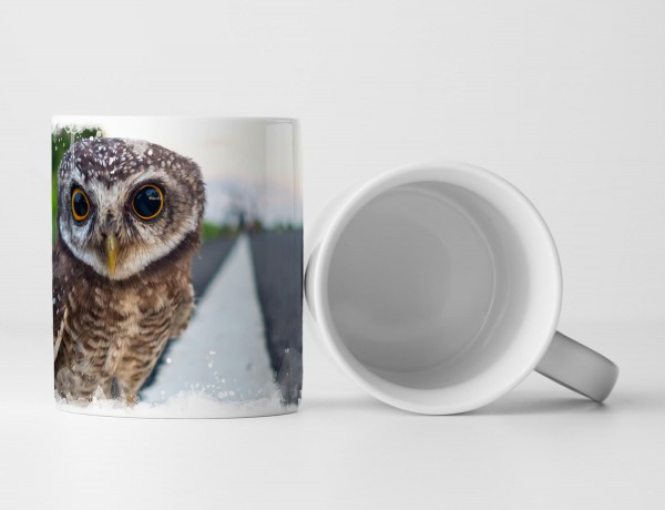 Paul Sinus Art Tasse Geschenk Naturfotografie – Uhu auf der Straße