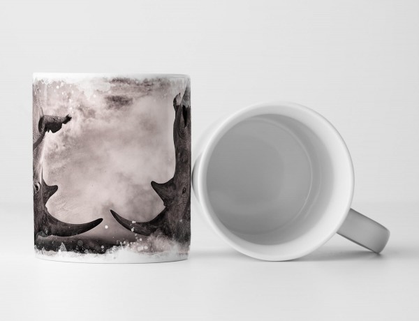 Paul Sinus Art Tasse Geschenk Tierfotografie - Nashörner in der Savanne