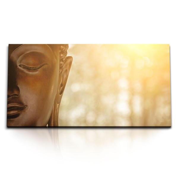 Paul Sinus Art Kunstdruck Bilder 120x60cm Buddha Kopf Buddhastatue Sonnen Meditation