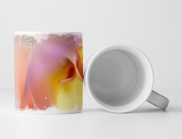 Paul Sinus Art Tasse Geschenk Nahaufnahme einer orangen Blüte mit rosa und gelb