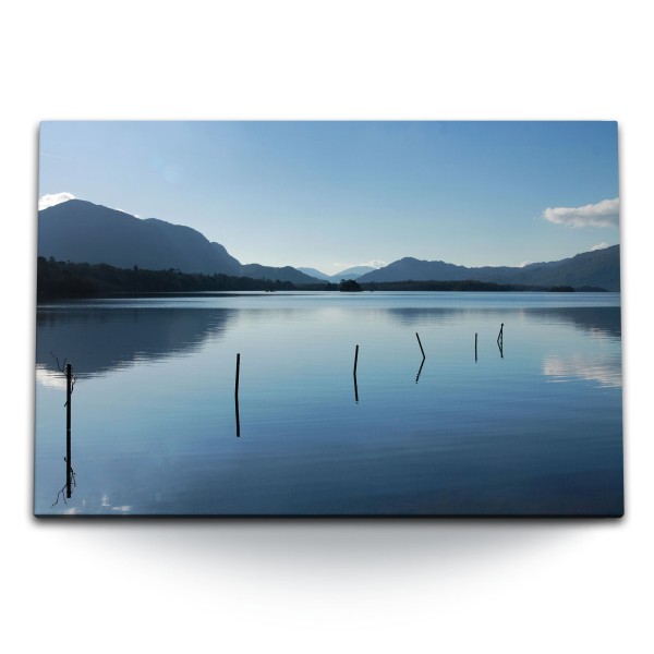 Paul Sinus Art 120x80cm Wandbild auf Leinwand Berge Berglandschaft Bergsee See Natur