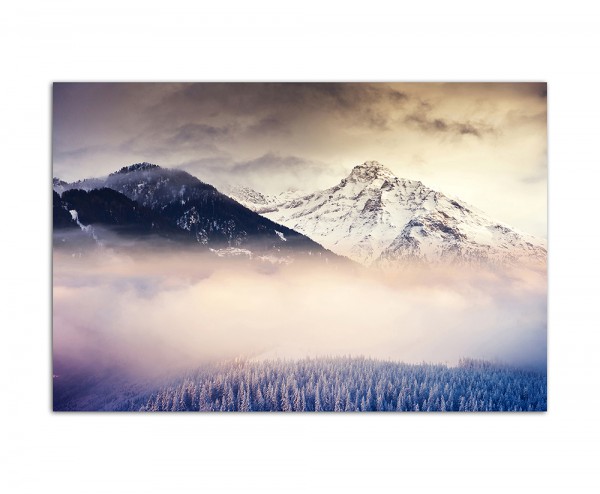 Paul Sinus Art 120x80cm Berge Wald Schnee Nebel Wolken