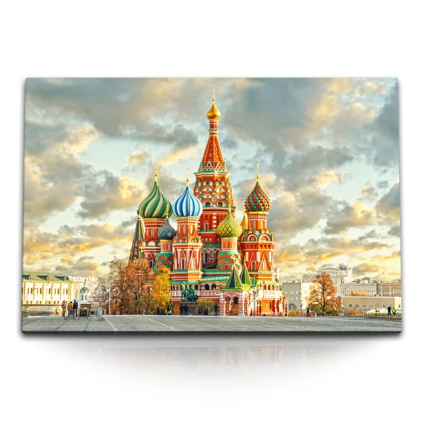 Paul Sinus Art 120x80cm Wandbild auf Leinwand Basilius Kathedrale Moskau Roter Platz Russland