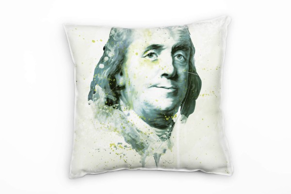 Paul Sinus Art Benjamin Franklin Deko Kissen Bezug 40x40cm für Couch Sofa Lounge Zierkissen