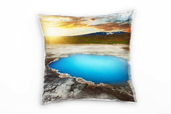 Paul Sinus Art Landschaft, Natur, Seen, Stein, Sonnenstrahlen, Berge Deko Kissen 40x40cm für Couch Sofa Lounge Zier