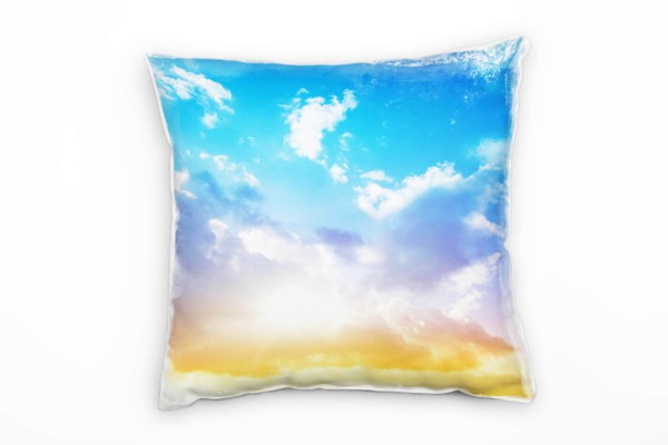 Paul Sinus Art Natur, blau, orange, Himmel, Sonne, Wolken Deko Kissen 40x40cm für Couch Sofa Lounge Zierkissen