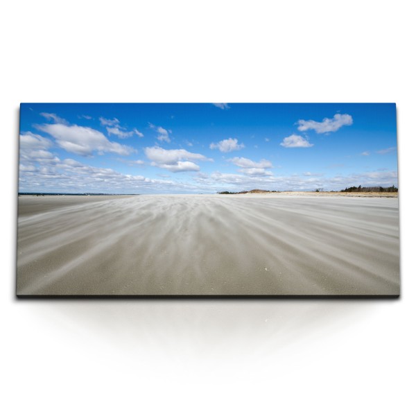 Paul Sinus Art Kunstdruck Bilder 120x60cm Ebbe Strand Sandstrand blauer Himmel Meer