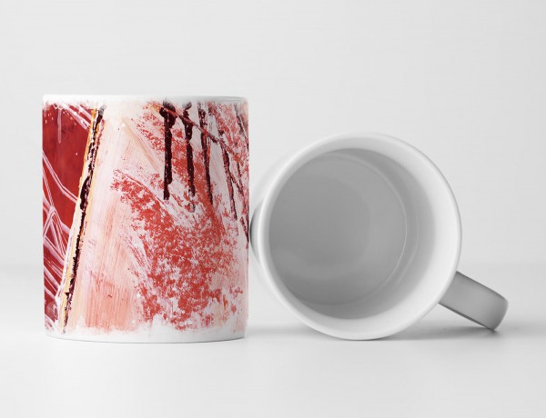 Paul Sinus Art Tasse Geschenk hell lachsfarbener Hintergrund; rot, weinroten Abstraktionen