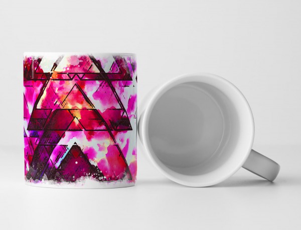 Paul Sinus Art Tasse Geschenk Bild - Abstrakte pinke Dreiecke