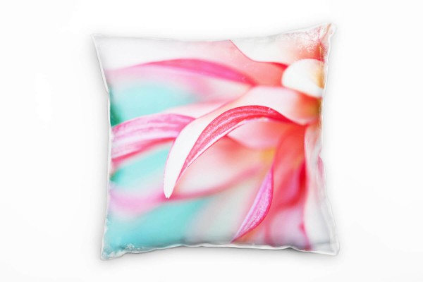 Paul Sinus Art Macro, Blumen, Blütenblätter, pink, türkis Deko Kissen 40x40cm für Couch Sofa Lounge Zierkissen