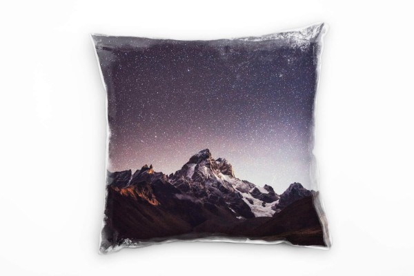 Paul Sinus Art Natur, Nacht, Sterne, Berge, grau, blau Deko Kissen 40x40cm für Couch Sofa Lounge Zierkissen