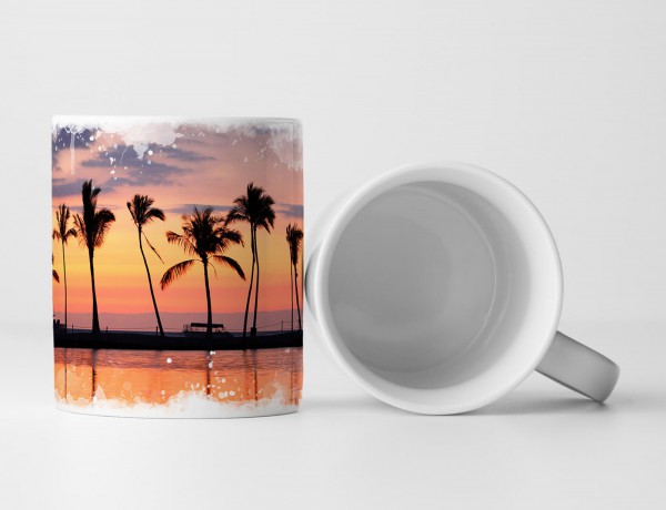 Paul Sinus Art Tasse Geschenk Landschaftsfotografie – Palmenreihe bei Sonnenuntergang