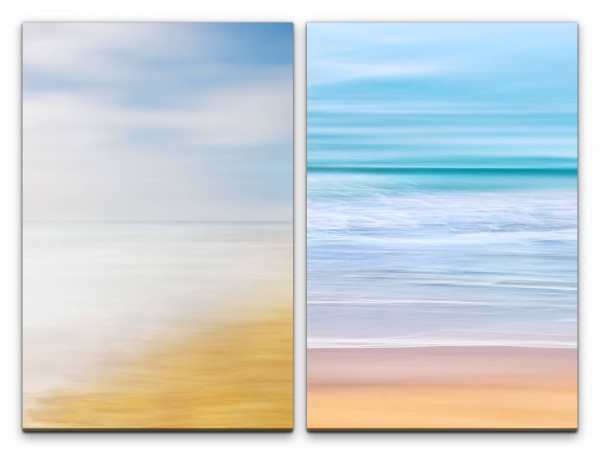 Paul Sinus Art 2 Bilder je 60x90cm Horizont Abstrakt Meer Stille Beruhigend Meditation Strand