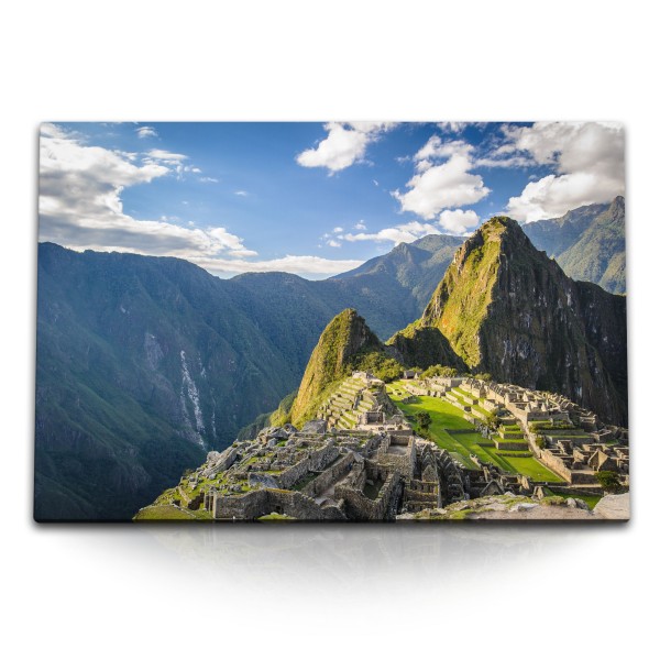 Paul Sinus Art 120x80cm Wandbild auf Leinwand Machu Picchu Peru Südamerika Berge antike Stadt