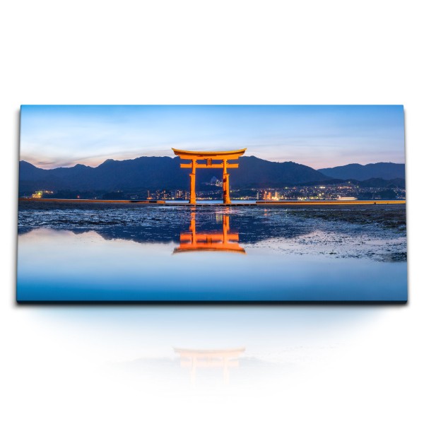 Paul Sinus Art Kunstdruck Bilder 120x60cm Itsukushima Schrein Japan Miyajima Berge Natur